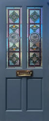 Two birds stained glass door